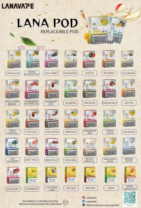 LANA拉納煙彈✨一代通用煙彈🎶獨家代理🎶價格全台最低👍最涼非他莫屬💖限時活動【滿10盒送隨機口味一盒】