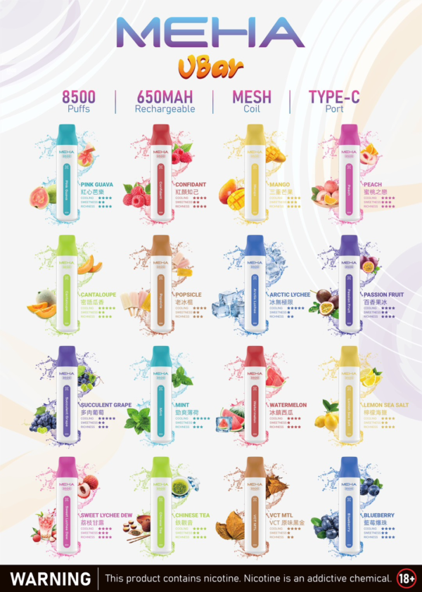 MEHA魅嗨拋棄式/8500口【小白條】可充電【滿10送一】